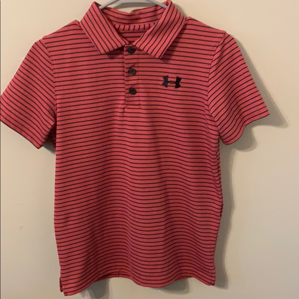 Striped red and black Under Armour polo